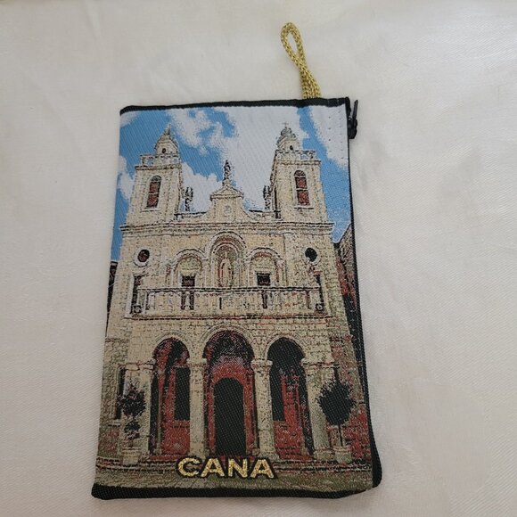 Coin Purse pouch bag Cana Wedding Church Franciscan Israel zip loop souvenir - Picture 2 of 6